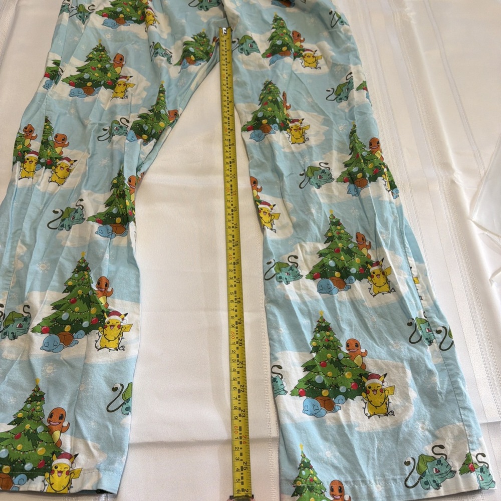 Pokemon Christmas Pajama Pants Mens Blue Holiday Pikachu Bulbasaur Squirtle L